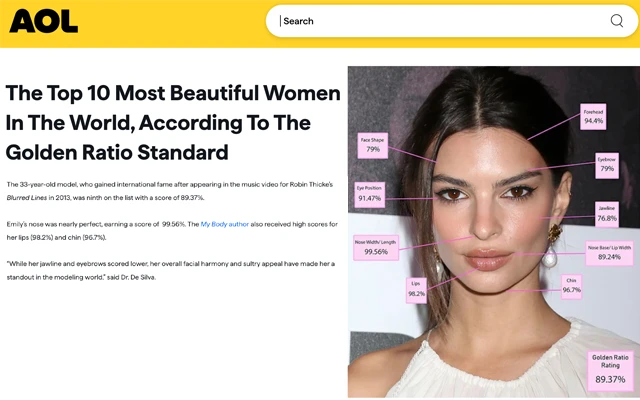AOL: Most Beautiful Women Ranked by Science
